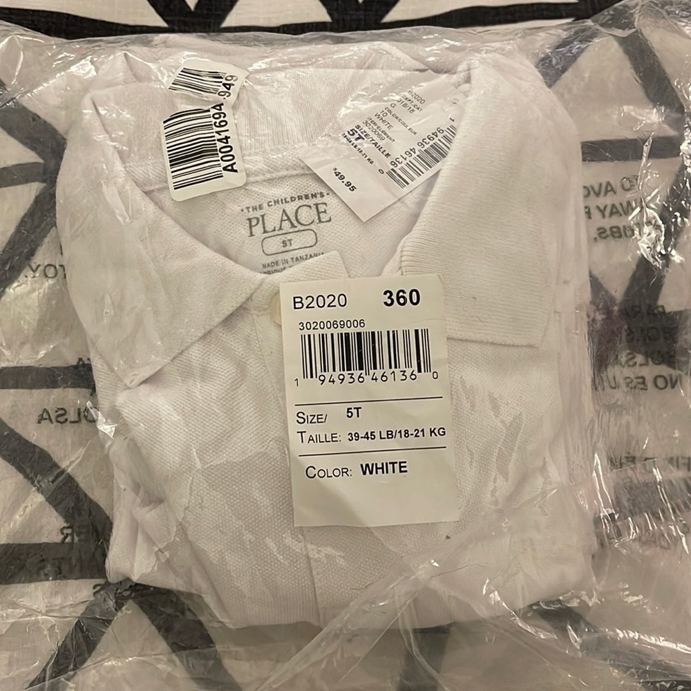 5-pack white polo shirts